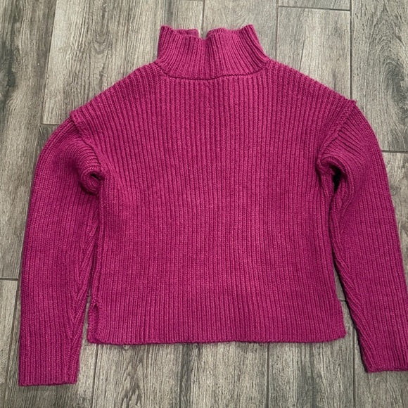 Lucky Brand Women's Half Zip Pullover Sweater - Raspberry Color - Picture 4 of 5